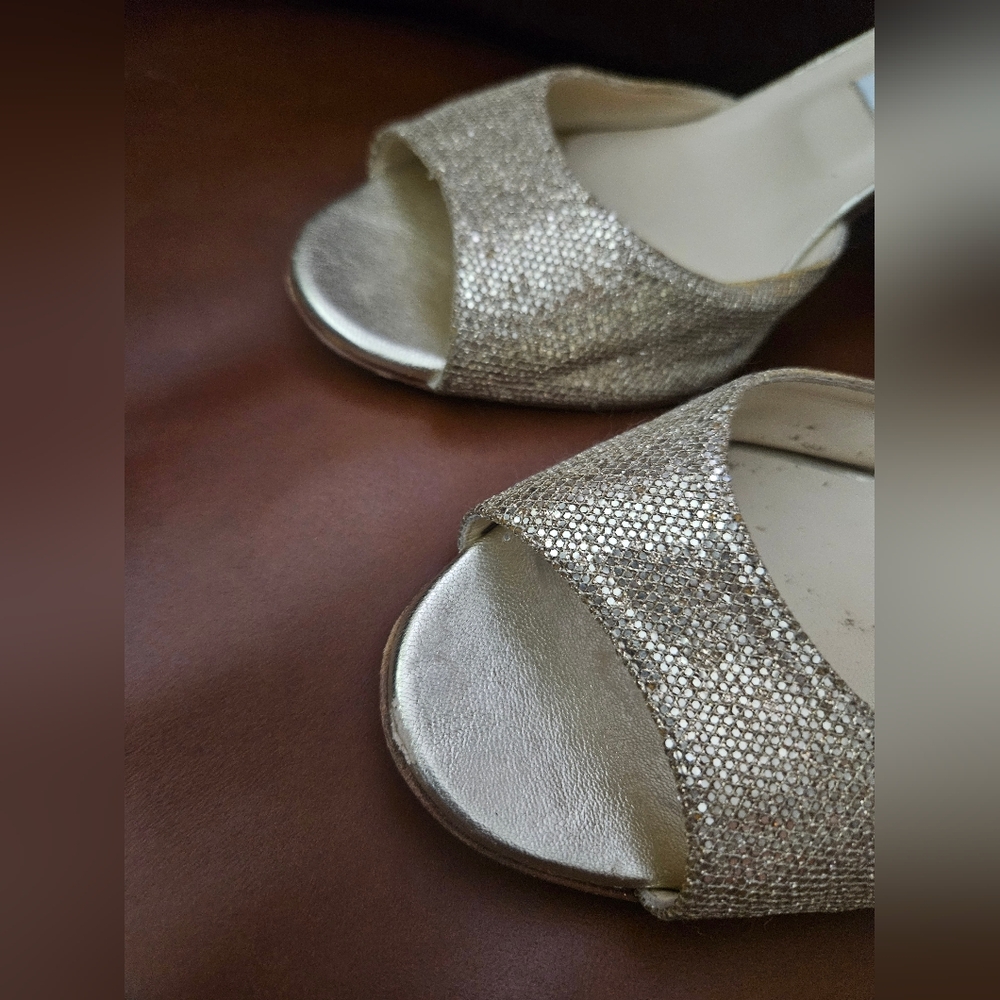 Jimmy Choo Glitter Slingback Peep Toe Heels Size 40 - Picture 4 of 9